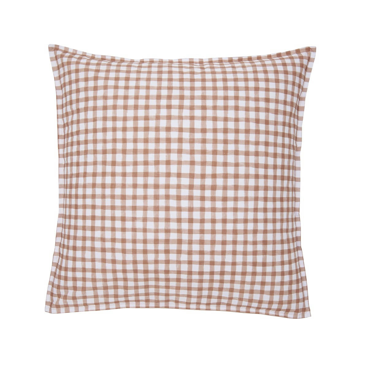 VICHY - Taie d'oreiller en percale de coton beige 64x64