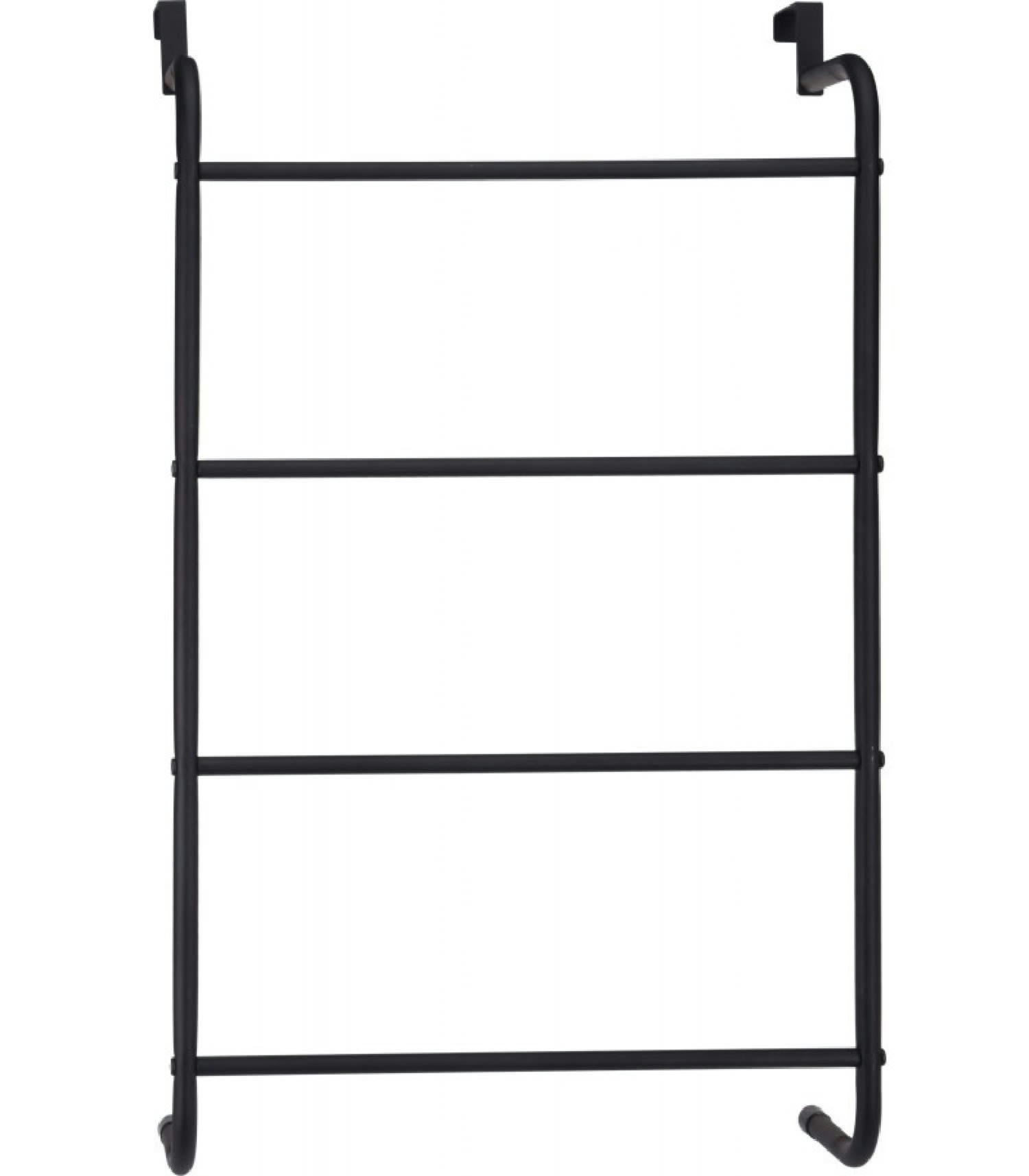 - Porte-serviettes de porte en métal noir 4 barres