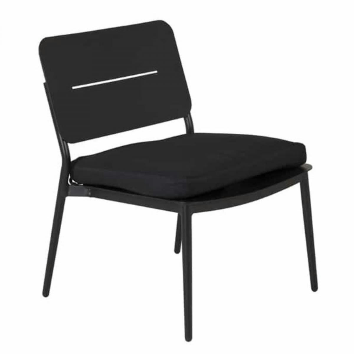 KRABI - Fauteuil extérieur en métal noir avec coussin