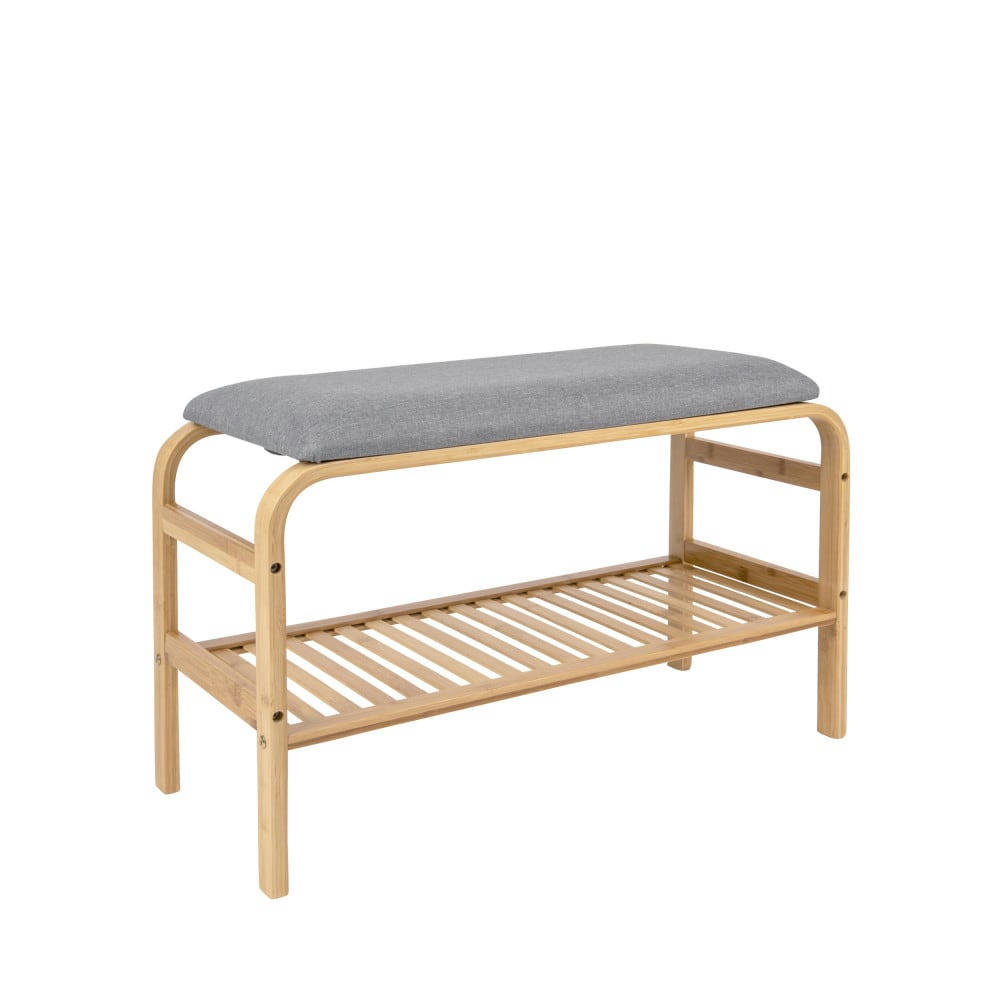 DURE - Banc en bois et tissu gris