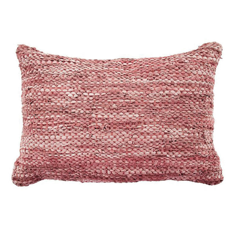 SKIN - Coussin en cuir tressé rose poudré 60x40
