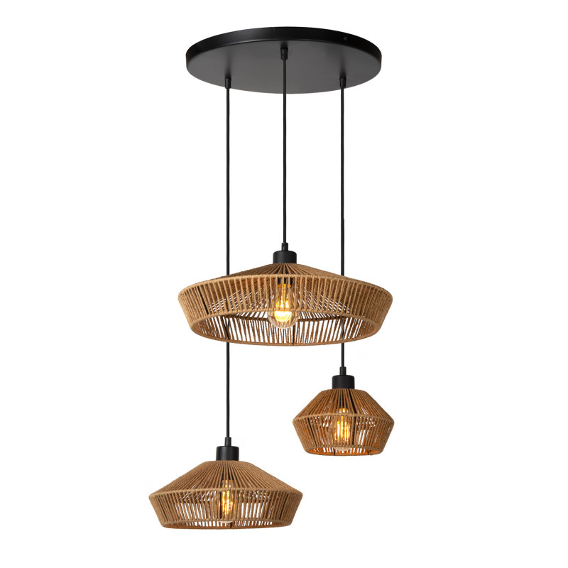 Suspension Yunkai naturel Ø 60 cm E27 3 x 40 W LUCIDE