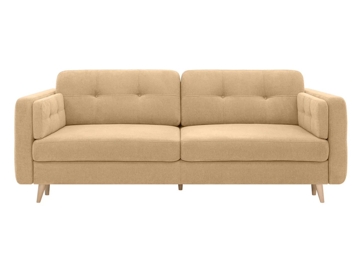 Sofa trzyosobowa Cornet rozkładana z pojemnikiem miodowa