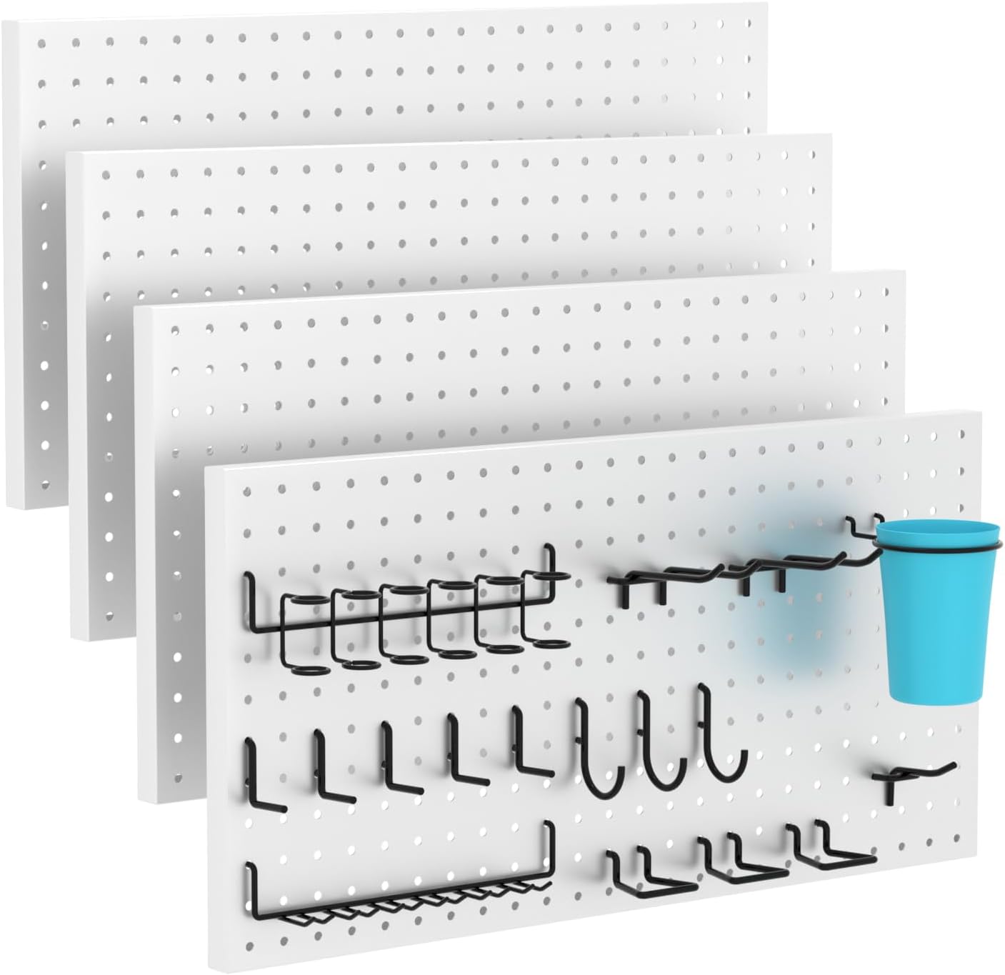 4 PCS - 12 W x 24 H x 0.78 D Metal Pegboard Wall Organizer, Compatible with All 1/8 and 1/4 Hooks, Suitable for Wall Home, Garage Tool Storage, Office Organization, Craft Room, Kitchen