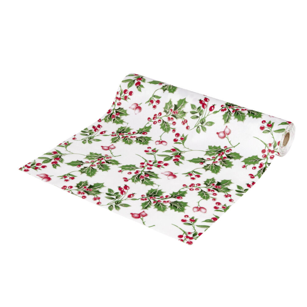 Chemin de table velours motif houx 28xL300cm