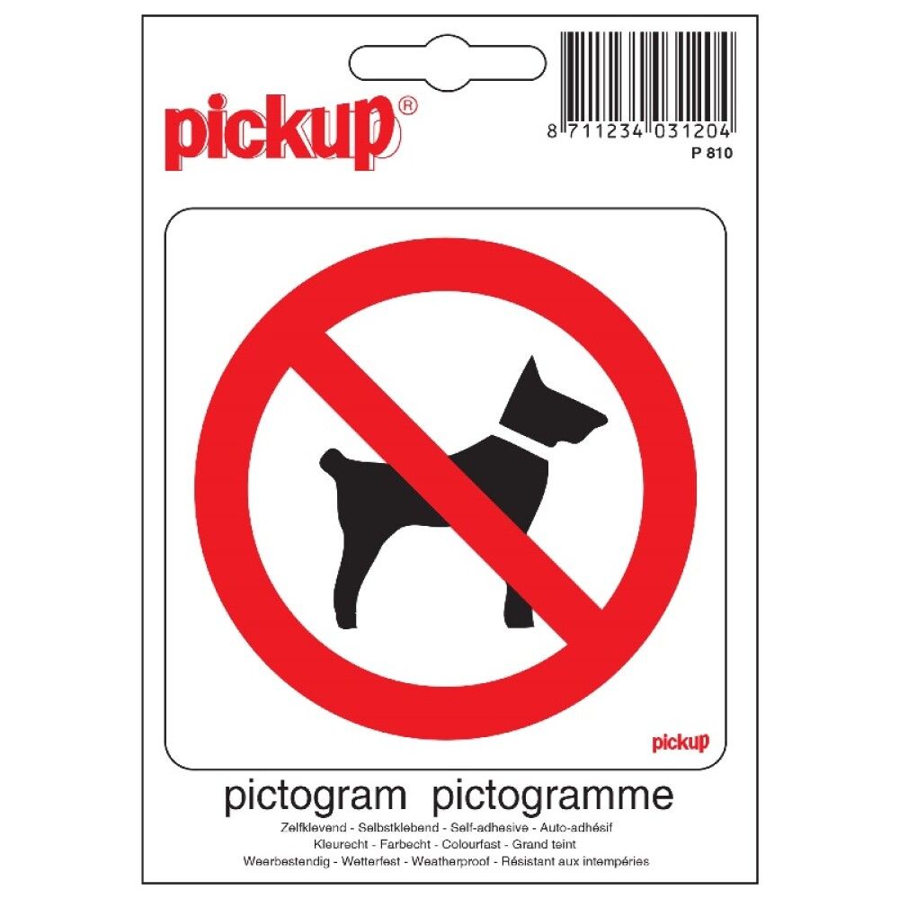 SKILT PICKUP INGEN ANDGANG FOR HUND 10X10CM