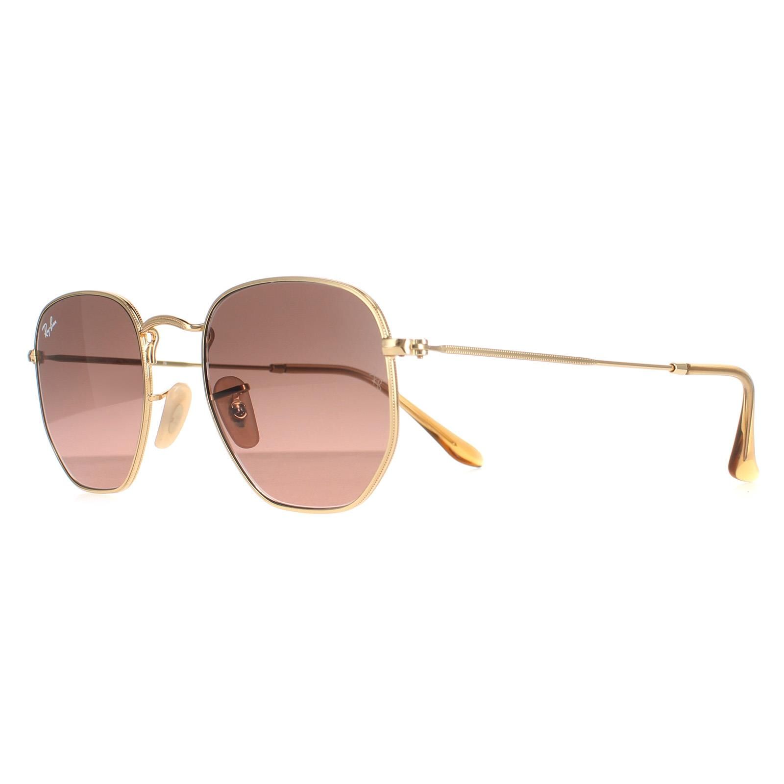 Ray-Ban Square Polished Gold Brown Gradient Hexagonal RB3548N