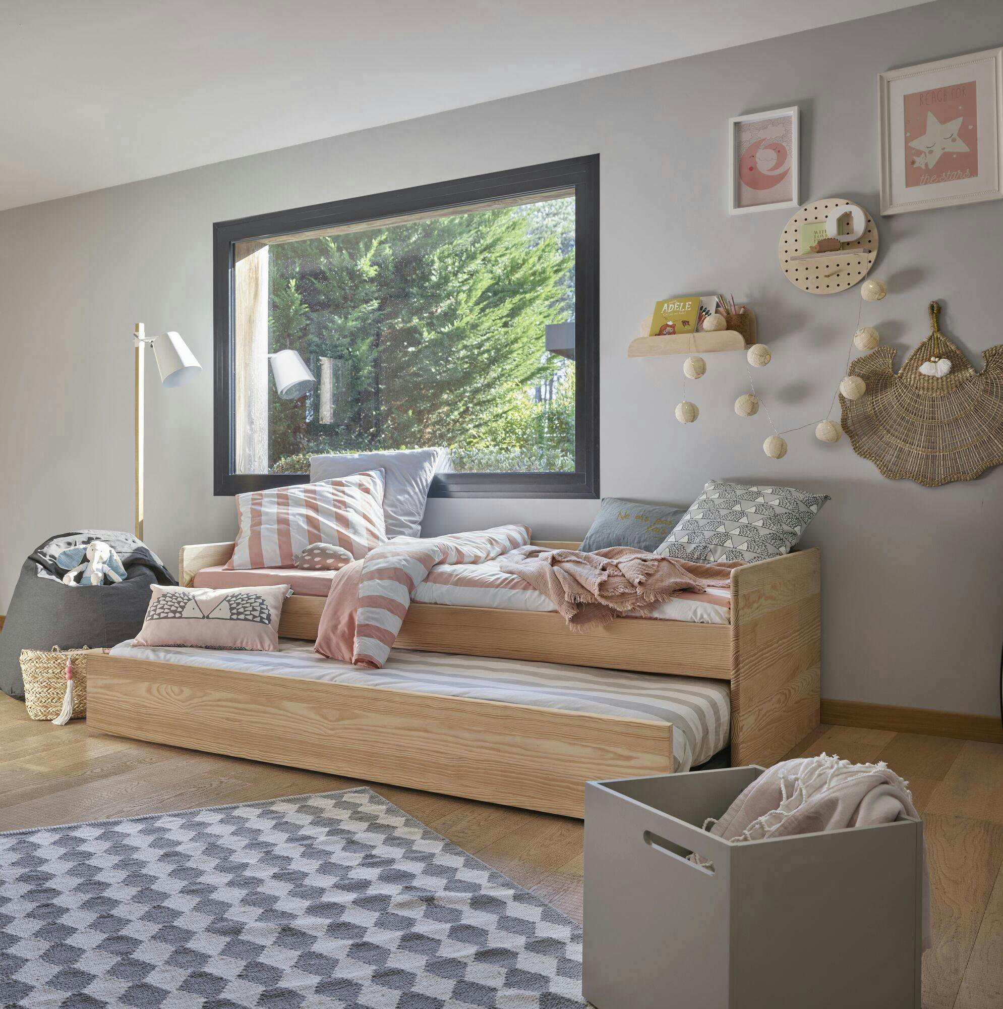 SANDRO - Lit banquette gigogne en bois 90 x 190 cm bois