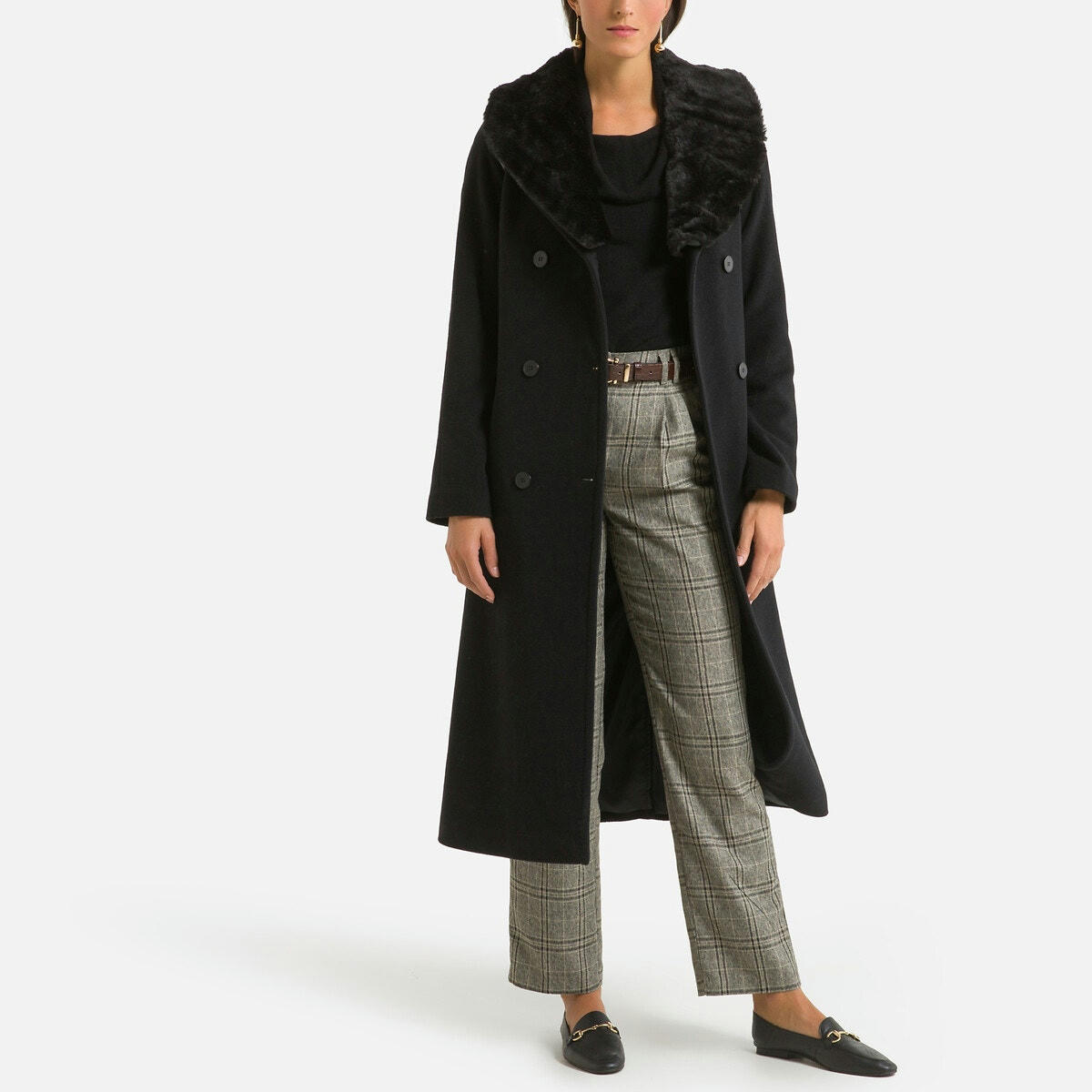 Manteau long fermeture boutonnée