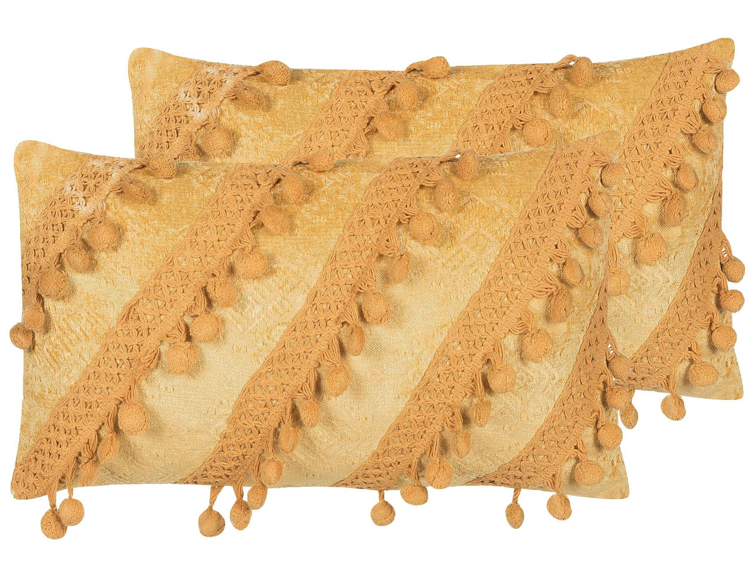 AYROOR 2ER SET - Lot de 2 coussin décoratifs en tissu jaune 30x10cm
