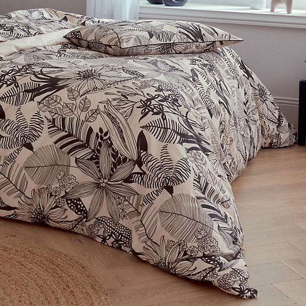 Drap plat aux impressions noires (280x325 cm - Beige)