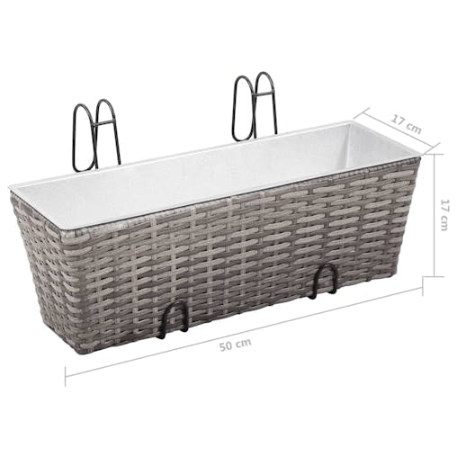 NNEVL Balcony Raised Beds 2 pcs 50 cm Grey Poly Rattan