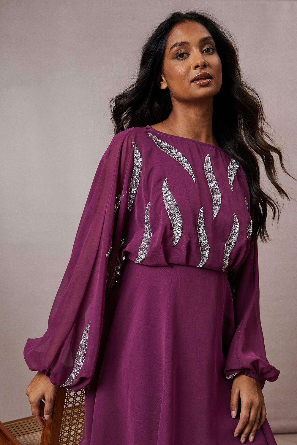 Oasis Occasion Embellished Batwing Mini Dress