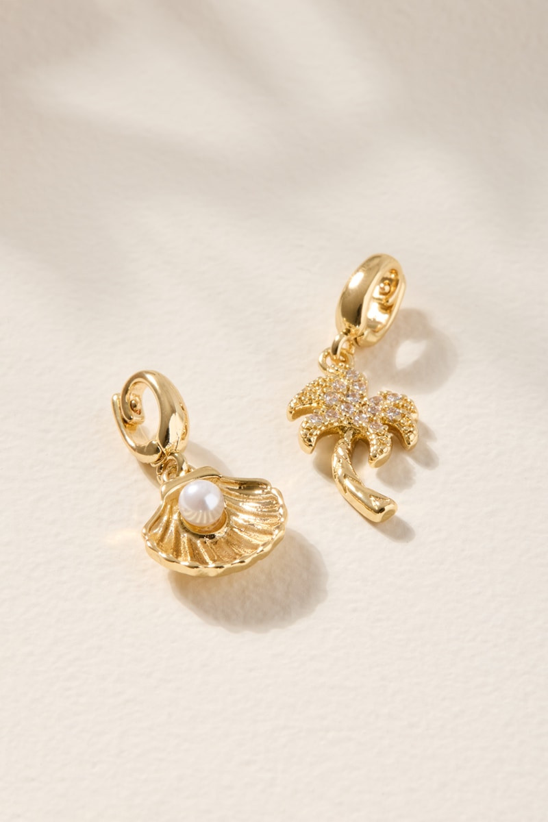 Pearl Shell and Palm Tree Charm Set