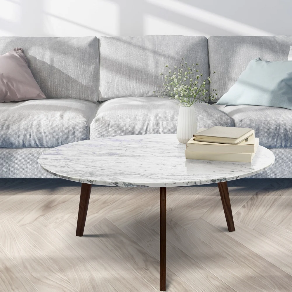White Carrara Italian Marble Coffee Table