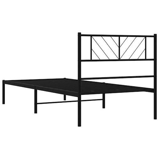 NNEVL Metal Bed Frame with Headboard Black 107x203 cm