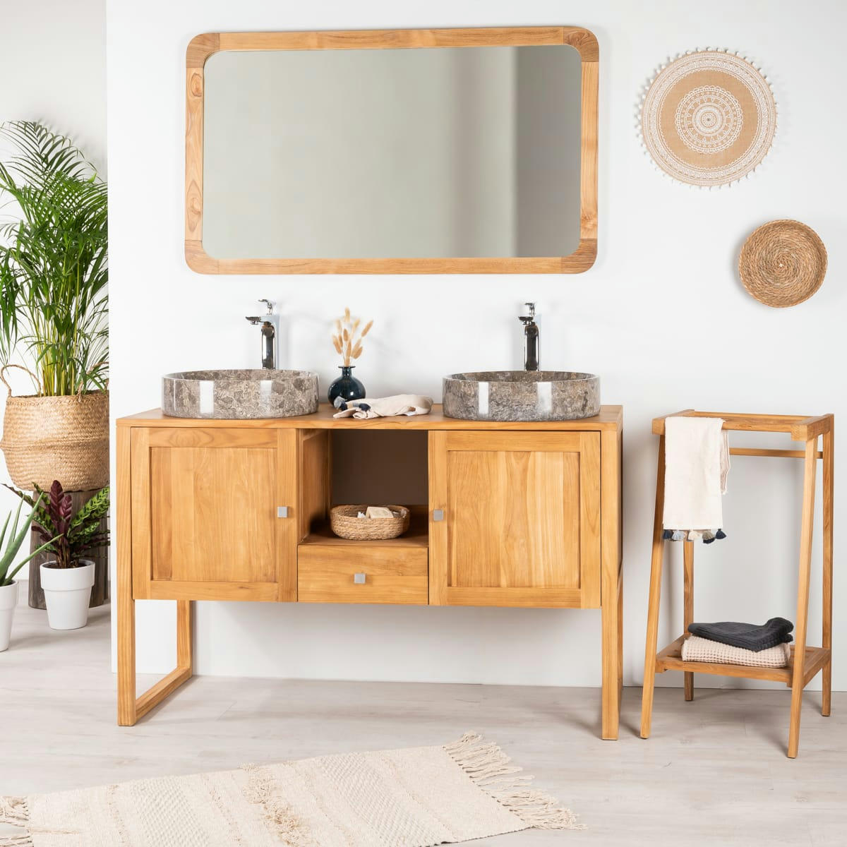 - Meuble sous vasque salle de bain en teck L130cm