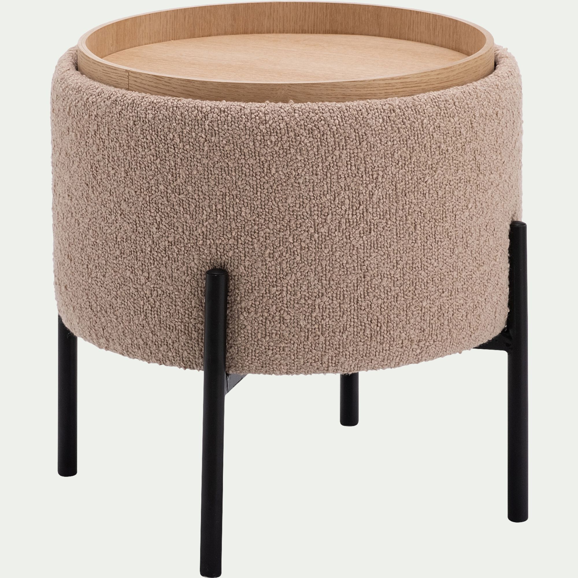 SIELLE - Pouf en tissu avec coffre de rangement H40,5cm - beige