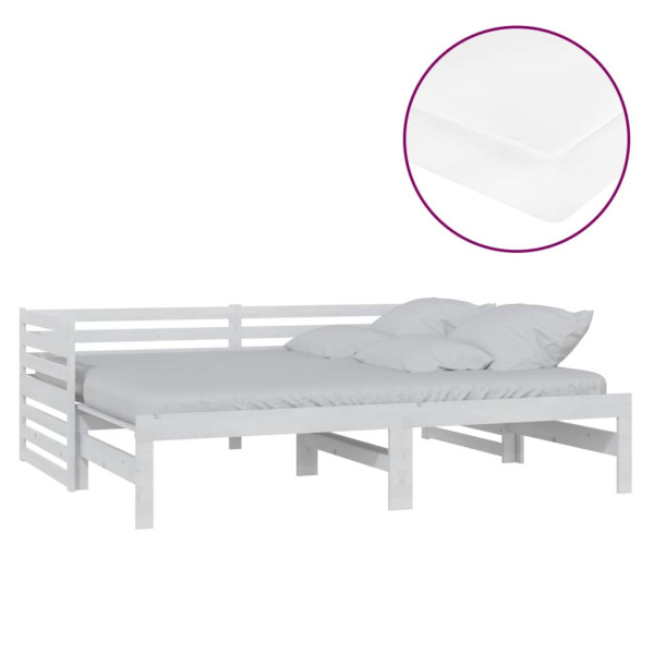 Łóżko Drewniane Rama Łóżka Sofa Biała Do Sypialni Po 2 x (90x200) cm, białe