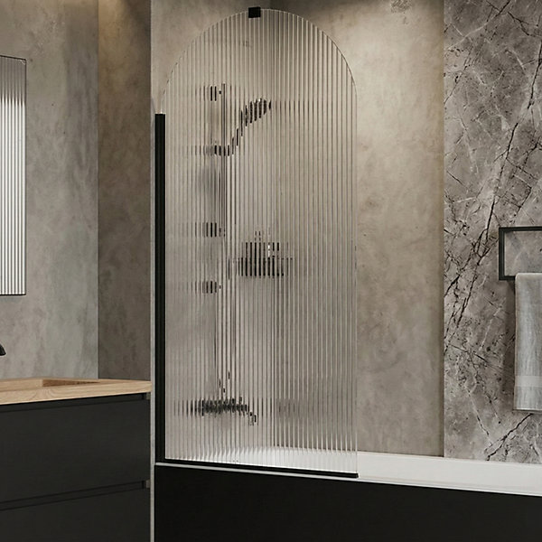 Pare-baignoire flute - 80 x 140 cm - Noir - LIVIA