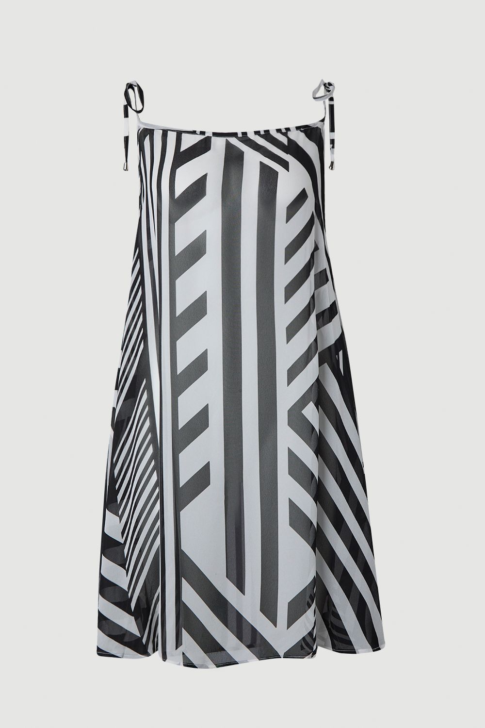 KarenMillen Viscose Georgette Mono Stripe Beach Skirt