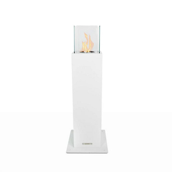 Capri - Cheminée éthanol pour extérieur 20x20x110 cm, couleur blanc