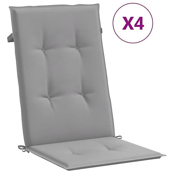 Coussins de chaise de jardin à dossier haut lot de 4 gris tissu - Prolenta Premium