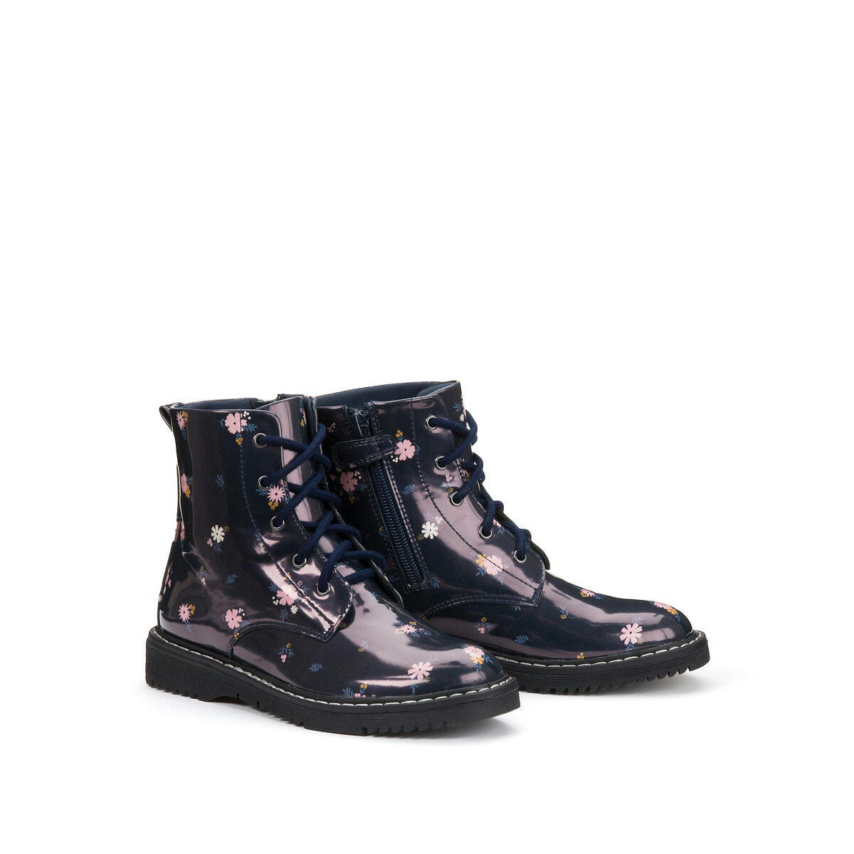Bottines montantes, imprimé fleurs