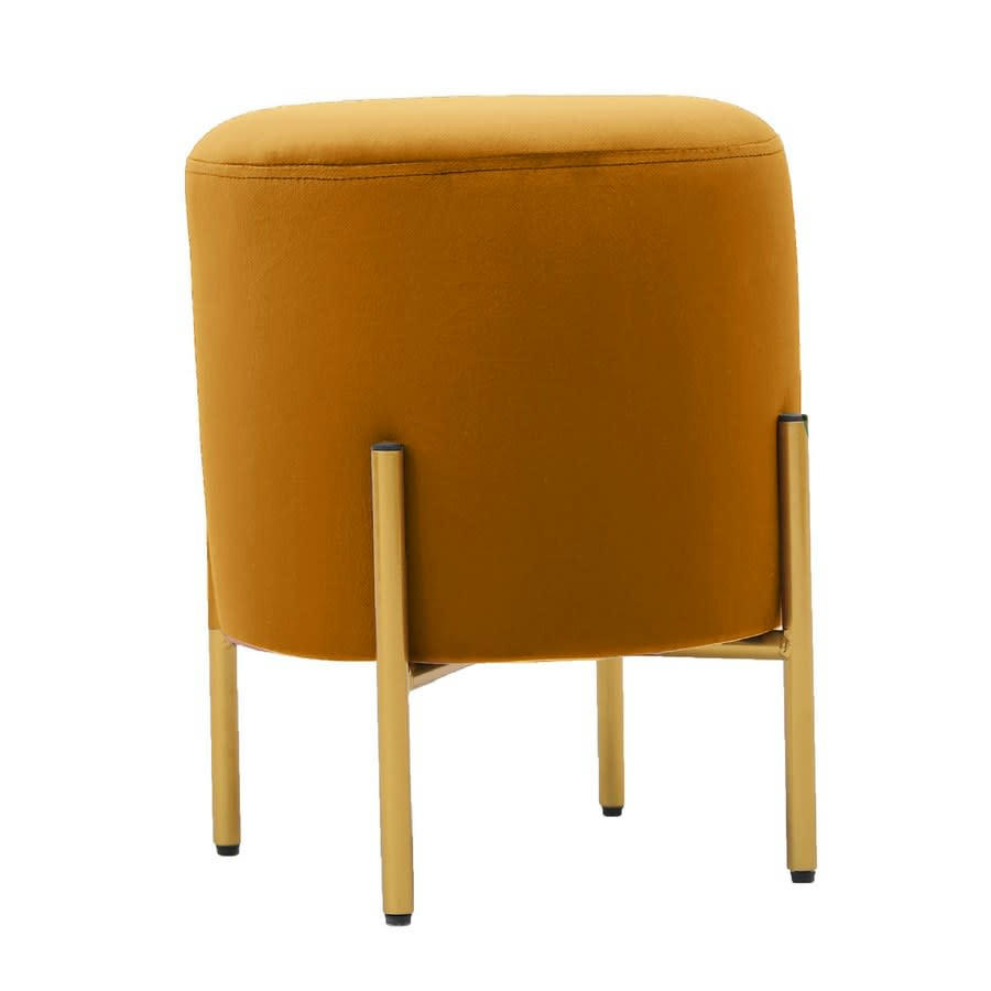 VELVET - Pouf repose-pieds en velours noisette avec pieds en laiton