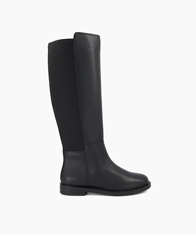 Tallo Black - Leather Knee-High Boots