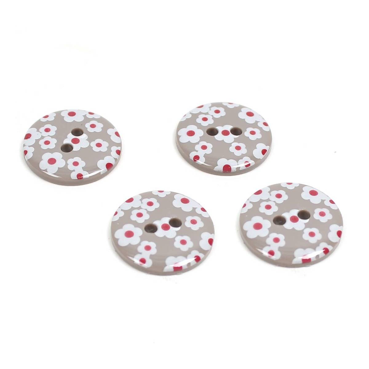 Hemline Grey Novelty Patterned Button 4 Pack