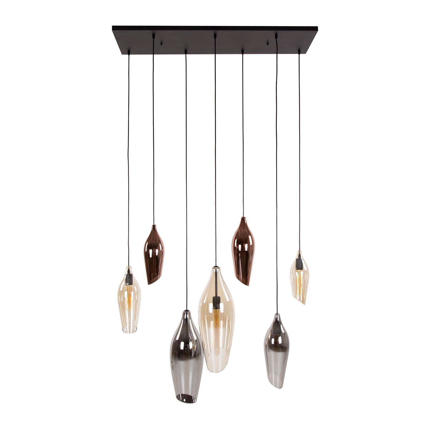 Giga Meubel Hanglamp Cocoon - Multicolor Glas - 7-Lichts - 120x40x150cm