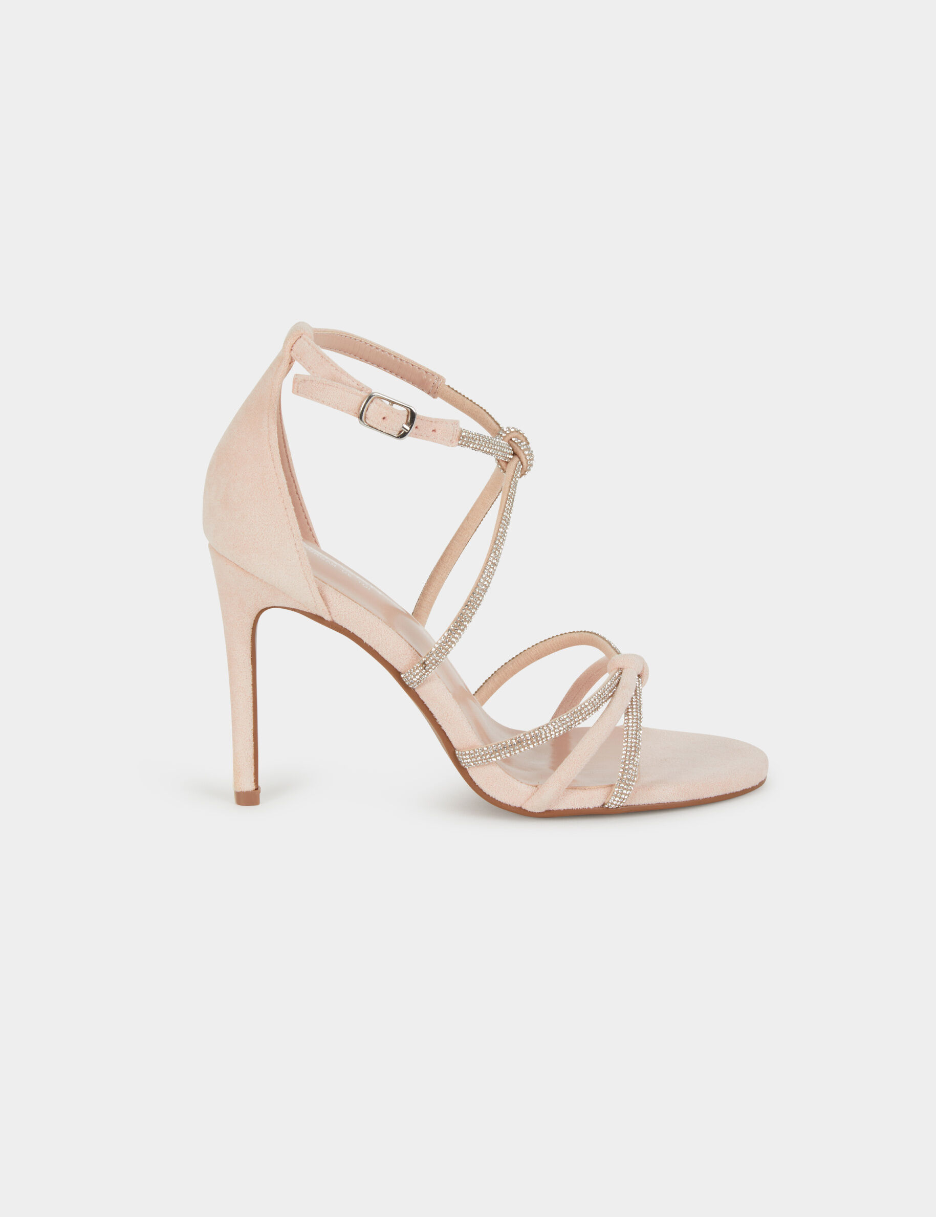 Sandals With Heels And Rhinestones Light Pink Women