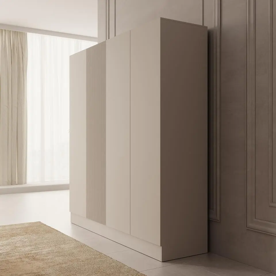 Meubella - Capri - Kledingkast 4-deurs - Beige - 205x55x220 cm