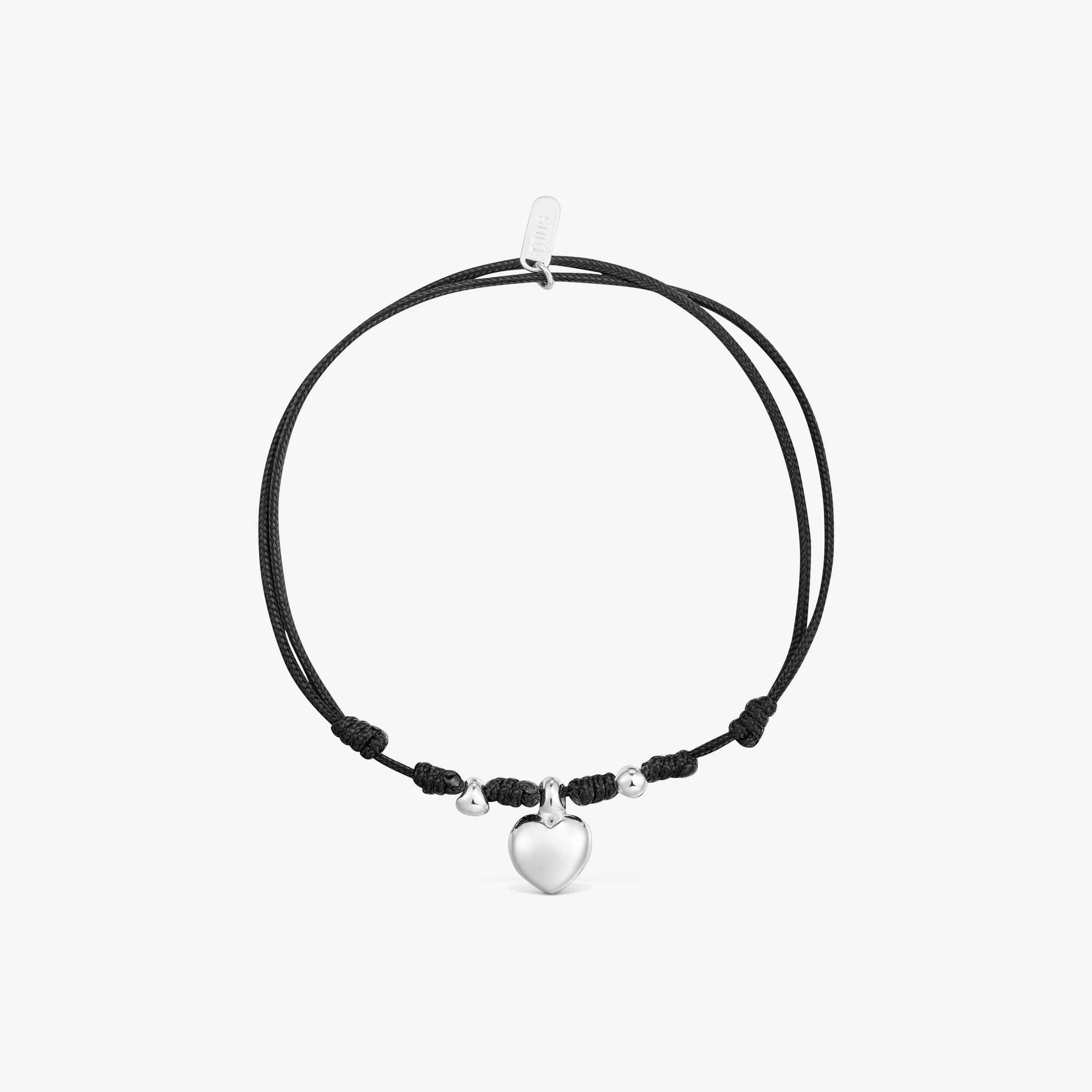 Pulsera de plata y nylon negro TOUS Flechazo