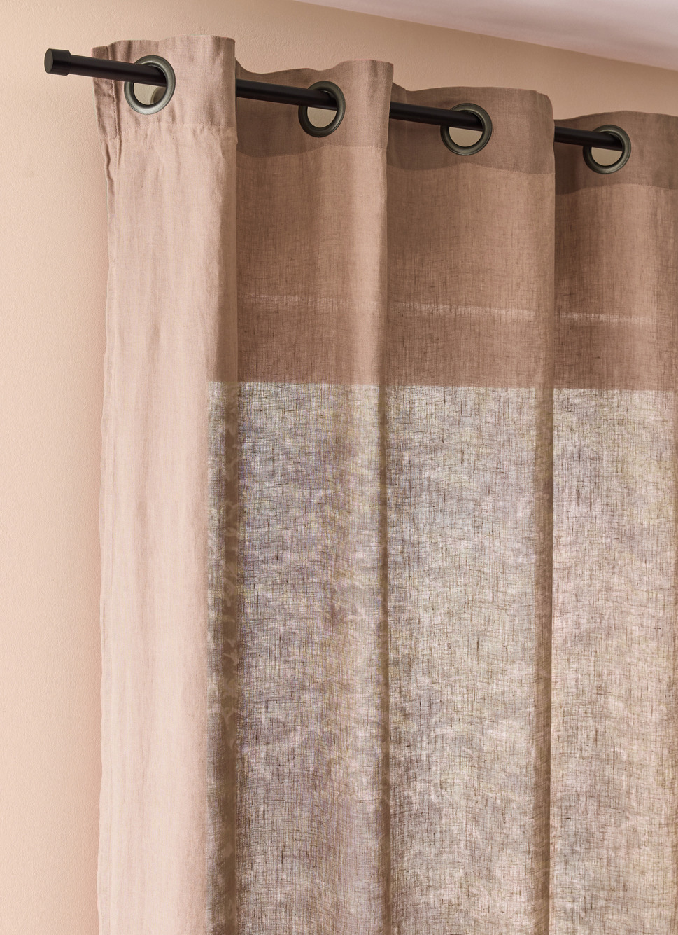 RIDEAU EN LIN LAVÉ UNI CAFÉ AU LAIT