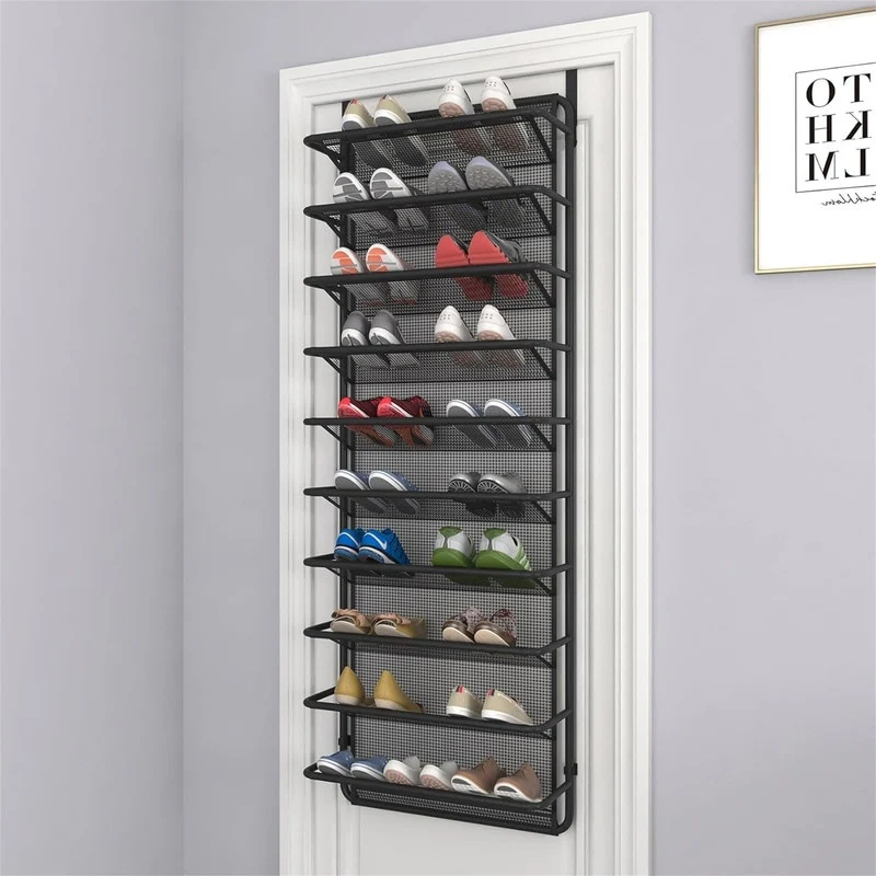 10-Tier Over-The-Door Shoe Rack - Hanging Organizer