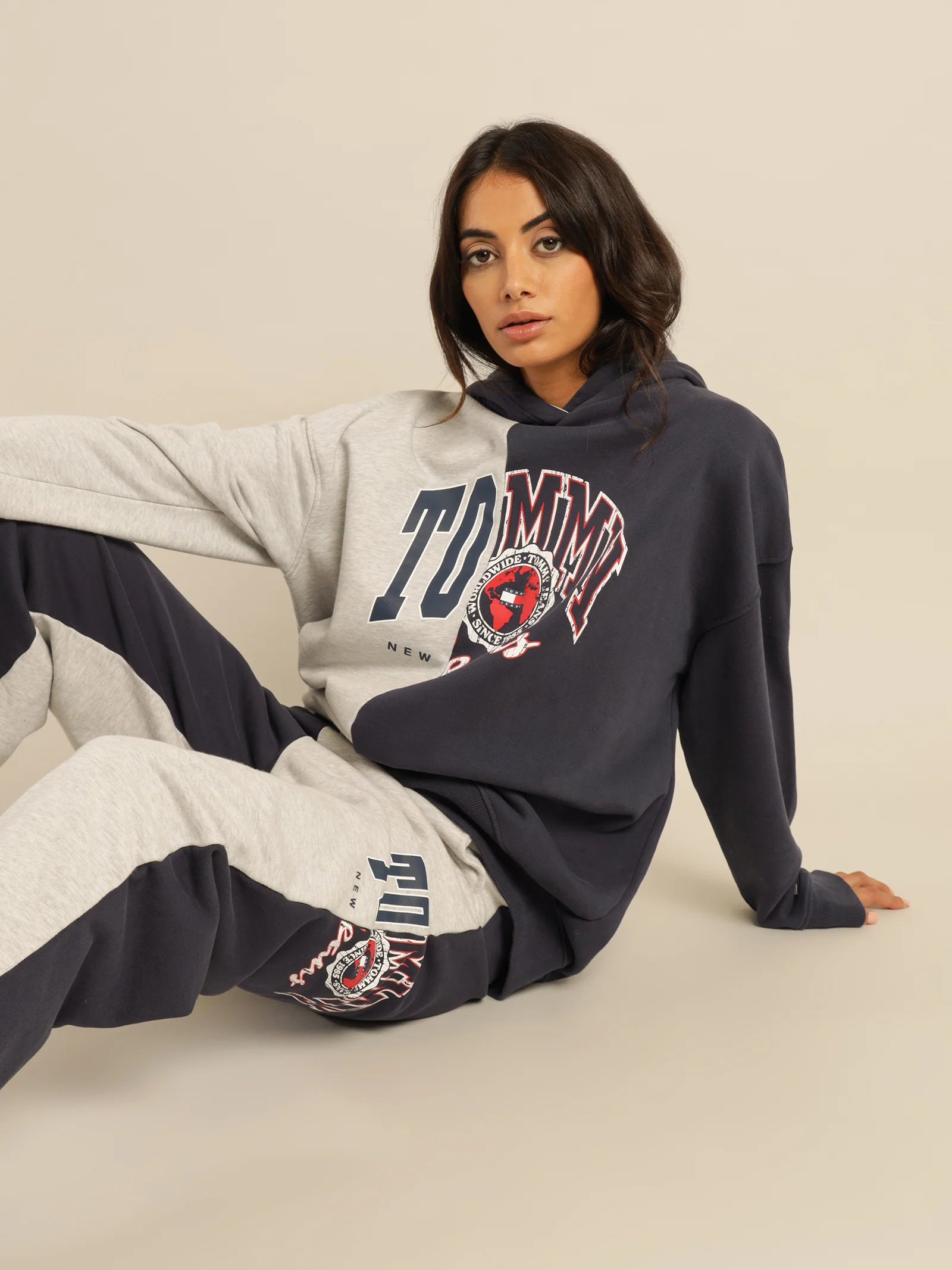 Oversized College Splicing Hoodie