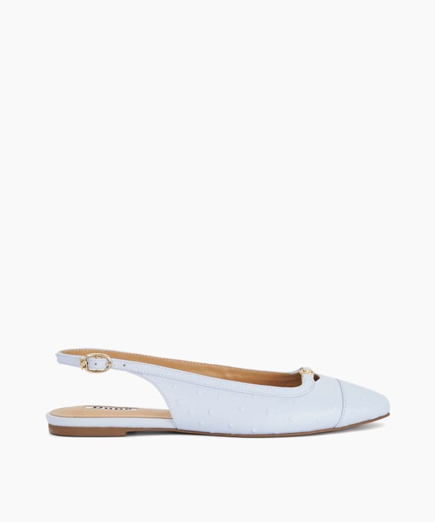 Hanna Blue - Suede Sling Back Logo Flats