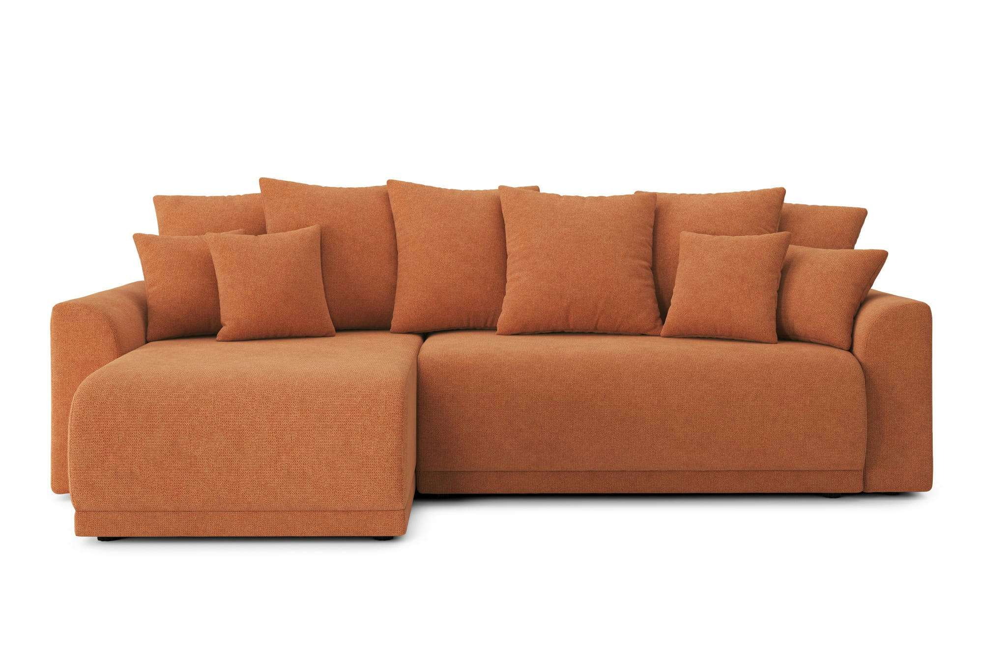 NOVA - Canapé d'angle convertible en tissu 4 places rouille