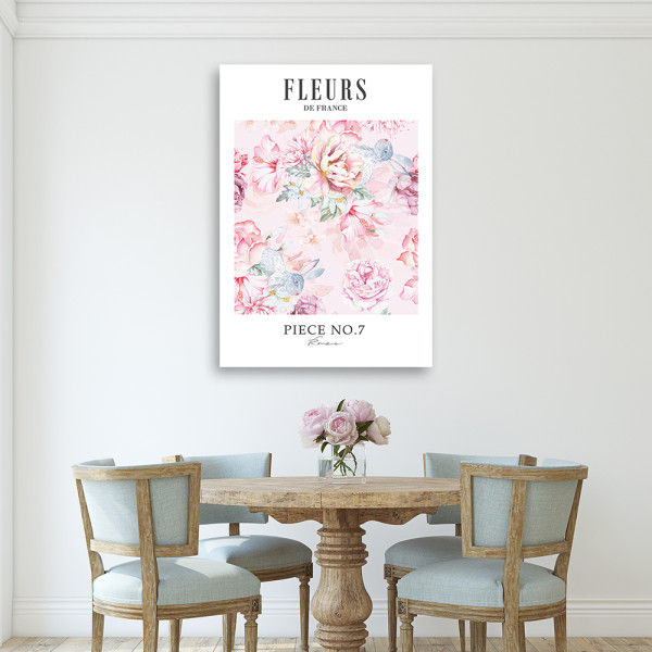Feeby Obraz na płótnie, Pudrowe kwiaty piwonii Shabby Chic 40x60