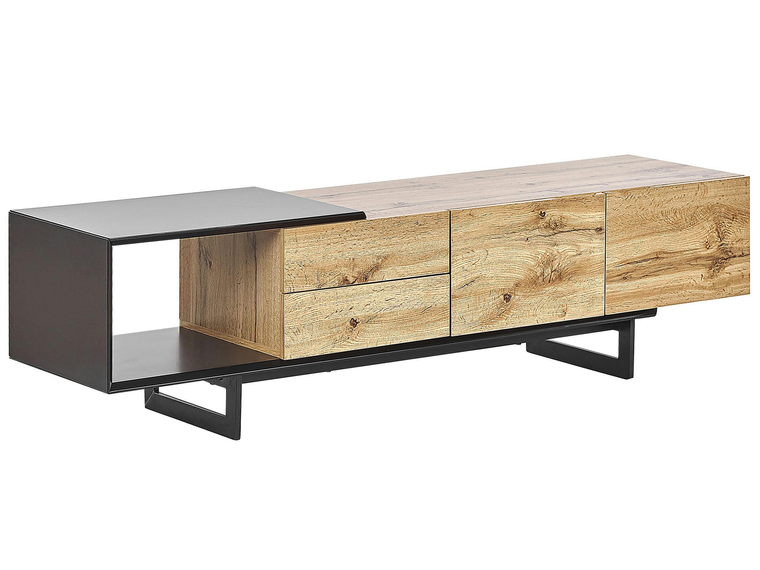 FIORA - Meuble TV design effet bois clair noir