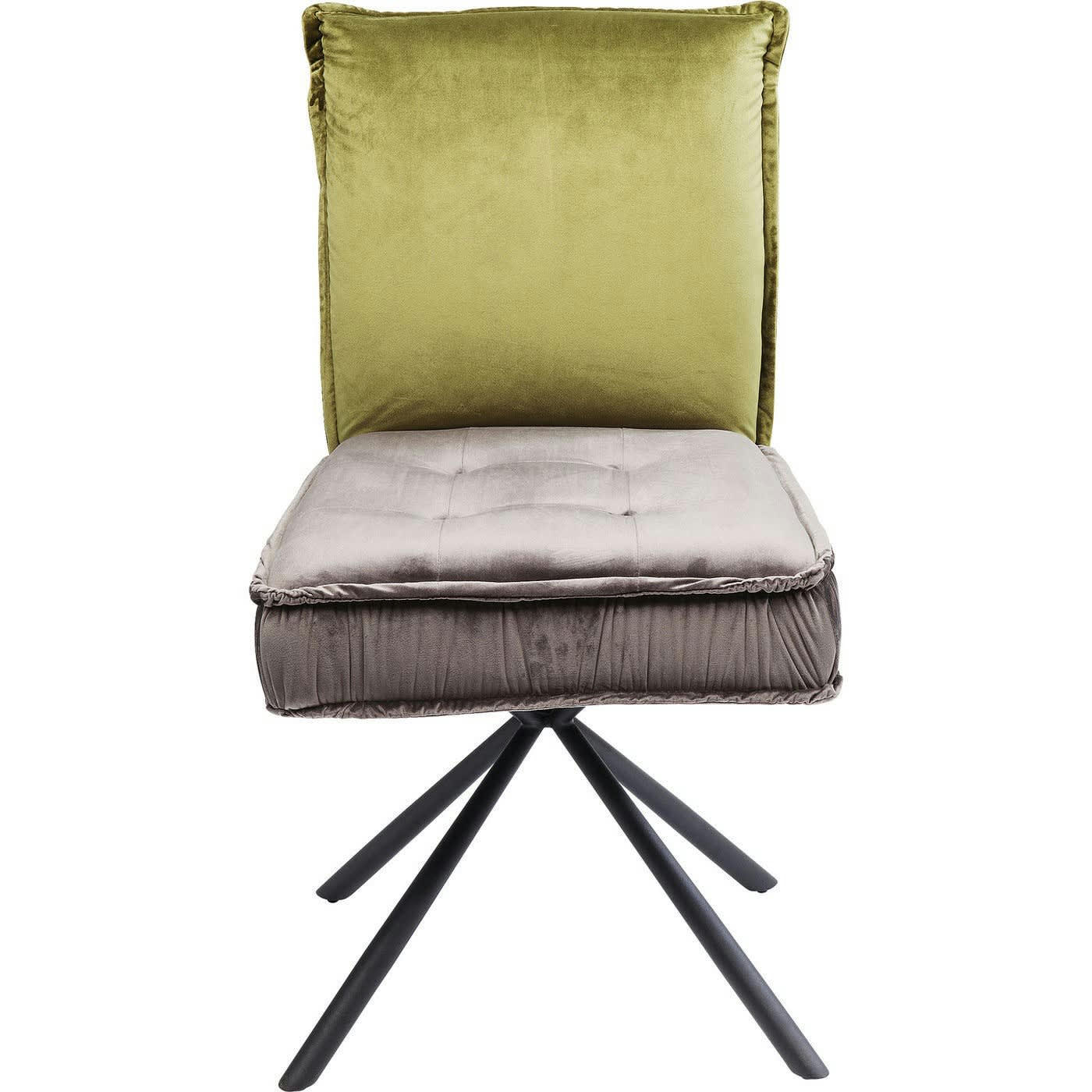 CHELSEA - Chaise en velours vert/gris et acier