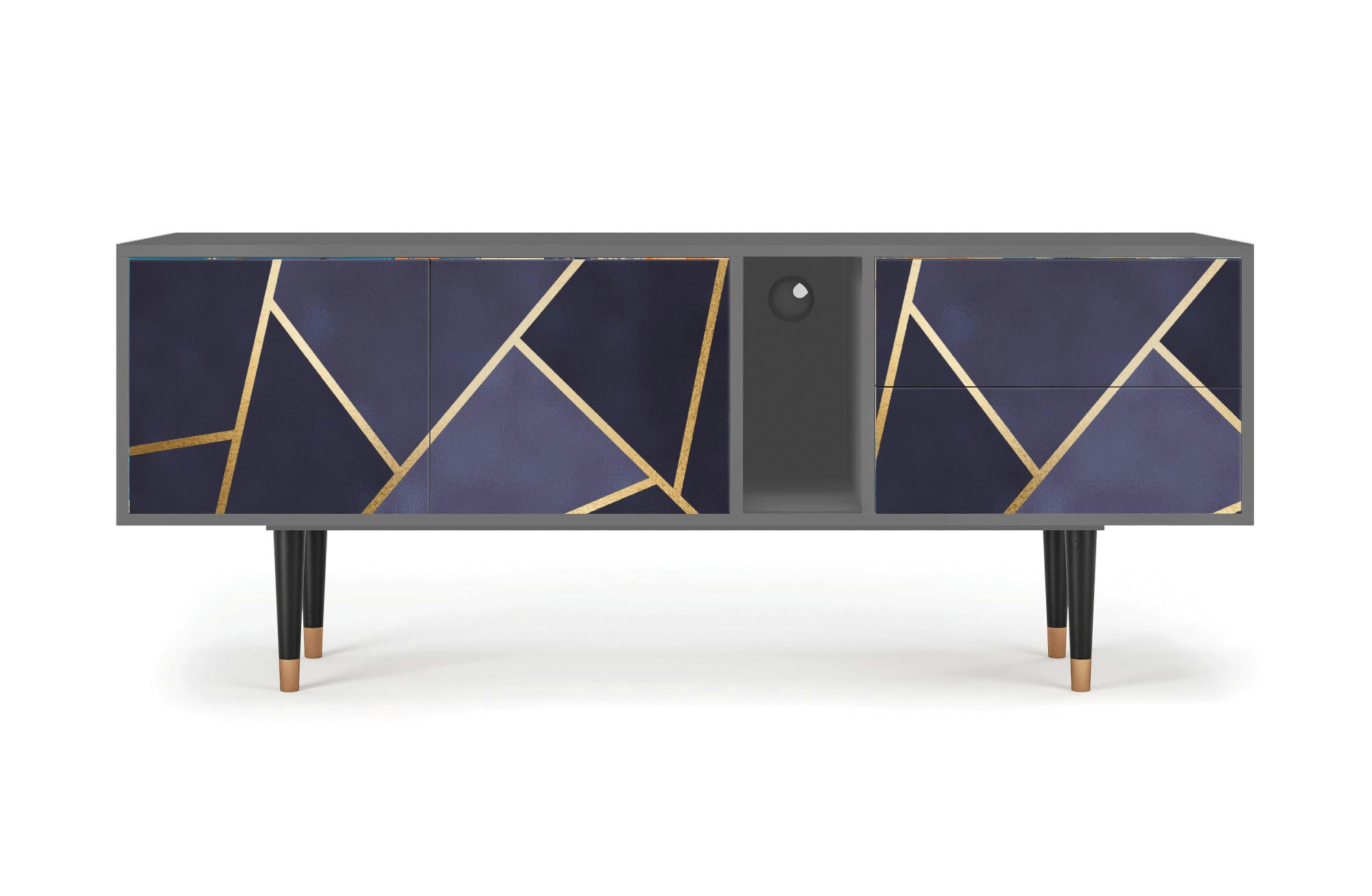 THE AMETHYST - Meuble TV  bleu 2 tiroirs et 2 portes L 170 cm