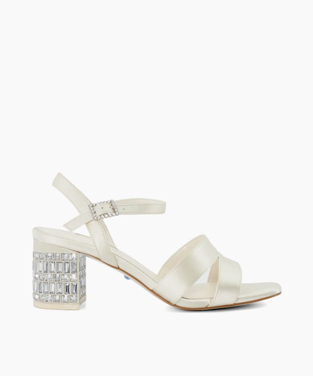Matrimonie Ivory - Jewel Embellished Block Wedding Heels