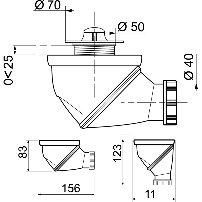 Bonde de douche James pour receveur Ø 50 mm WIRQUIN