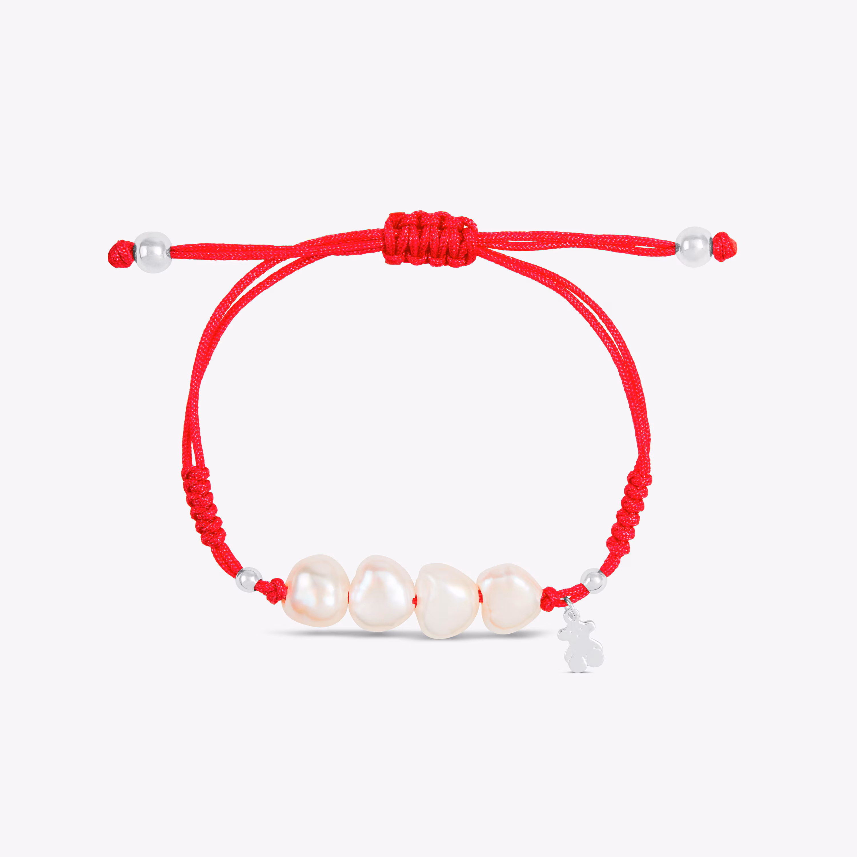 Pulsera de cordón fucsia, plata y perlas TOUS Pearls