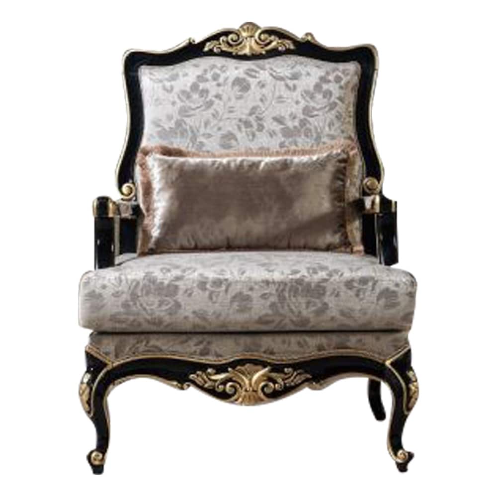 Acme Betria CHAIR W/PILLOW Light Green Velvet, Gold & Black High Gloss Finish