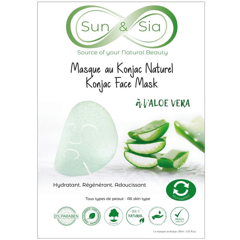 BEAUTE & BIEN-ETRE - Masque hydratant Réutilisable au Konjac naturel enrichi à l'aloe vera