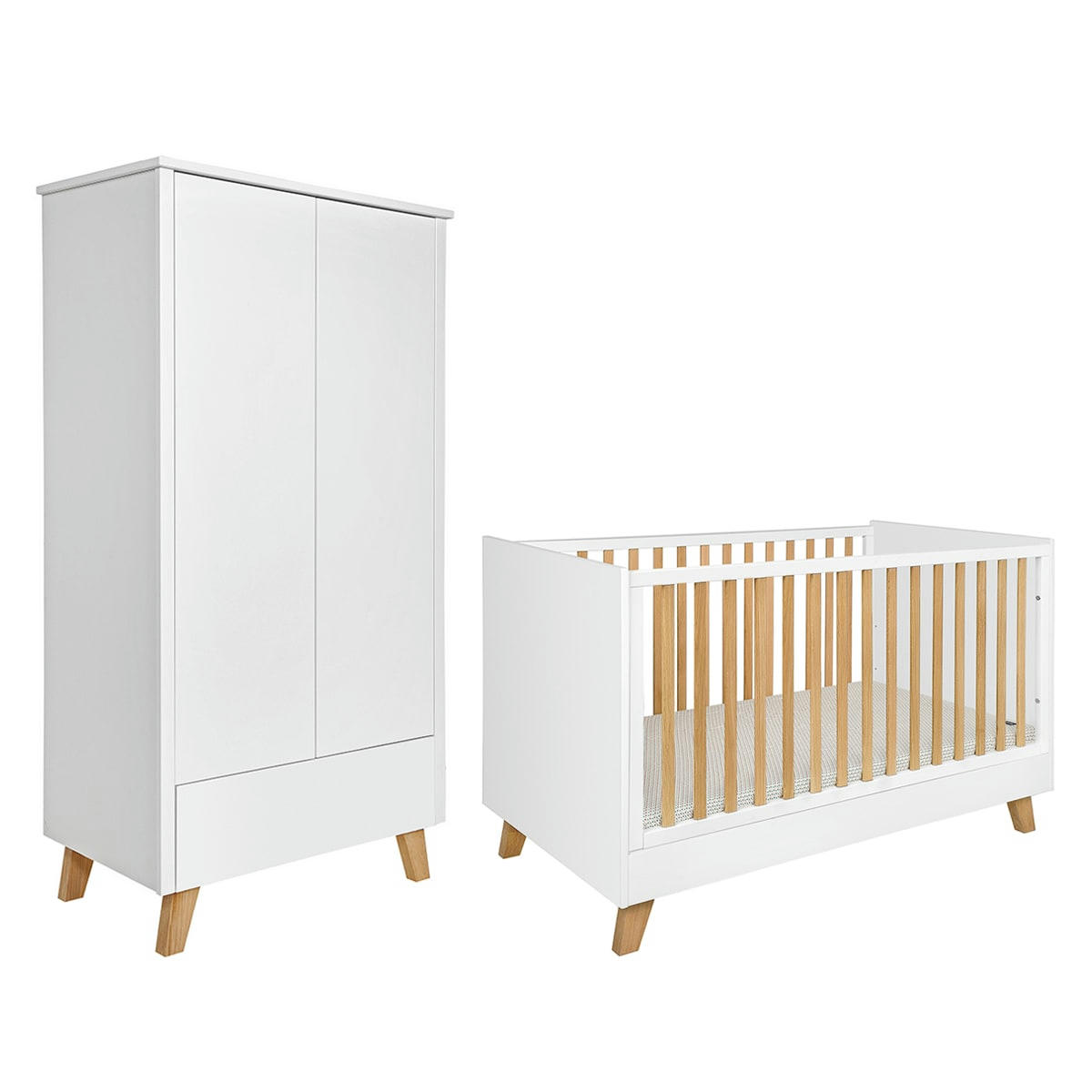 DUO - ZARA - Lit évolutif 70x140 armoire 2 portes blanc